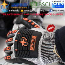 Gants TPR anti-résistance et anti-impact, 13G HPS Shell Cut-Level 5, Manteau en nitrile Palm Coated, Anti-Impact TPR on Back Mechanic Gloves